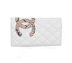 2014 Chanel Leather Snake CC Logo Bi-Fold Wallet A26717 White A26717