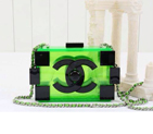 2014 Chanel Lego Clutch A37013 Green&Black A37013