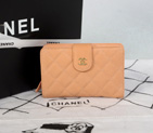 2014 Chanel Matelasse Bi-Fold Wallet Original Cannage Pattern Nubuck Leather C004 Apricot C004