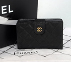 2014 Chanel Matelasse Bi-Fold Wallet Original Cannage Pattern Nubuck Leather C004 Black C004