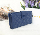 2014 Chanel Matelasse Bi-Fold Wallet Sheepskin Leather C0016 in Blue C0016