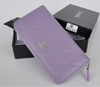 2014 Chanel Matelasse Zip Around Wallet Embossed Leather A50097 Lavender A50097