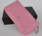 2014 Chanel Matelasse Zip Around Wallet Embossed Leather A50097 Pink A50097