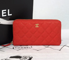 2014 Chanel Matelasse Zip Around Wallet Original Cannage Pattern Nubuck Leather C009 Red C009
