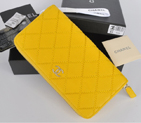 2014 Chanel Matelasse Zip Around Wallet Original Elephant pattern Leather C9559 Yellow C9559