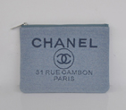 2014 Chanel Medium Canvas ipad mini Clutch bag A80118 Light Blue A80118