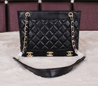 2014 Chanel Shopper Bag Sheepskin Leather A68071 Black A68071
