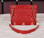 2014 Chanel Shopper Bag Sheepskin Leather A68071 Red A68071
