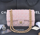 2014 Chanel Tweed Classic Flap Bag 1112 Pink 1112