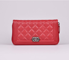 2014 Chanel Zip Around Wallet Original Sheepskin leather A68720 Claret A68720