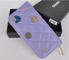 2014 Chanel Zip Around Wallet Sheepskin Leather C8809 Light Purple C8809