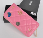 2014 Chanel Zip Around Wallet Sheepskin Leather C8809 Pink C8809