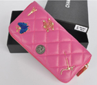 2014 Chanel Zip Around Wallet Sheepskin Leather C8809 Rose C8809