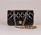 2014 Chanel mini Classic Flap Bag Black Patent Leather 1117 Gold 1117