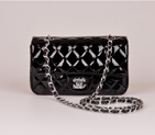 2014 Chanel mini Classic Flap Bag Black Patent Leather 1117 Silver 1117