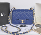 2014 Chanel mini Classic Flap Bag Blue Original Caviar leather A1115 Gold A1115