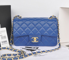 2014 Chanel mini Classic Flap Bag Blue Original Sheekskin A1116 Gold A1116