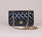 2014 Chanel mini Classic Flap Bag Blue Patent Leather 1117 Gold 1117