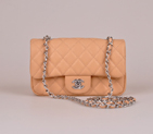 2014 Chanel mini Classic Flap Bag Caviar Leather 1117 Apricot in Silver 1117
