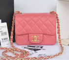 2014 Chanel mini Classic Flap Bag Dark Pink Original Sheekskin leather A1115 Gold A1115