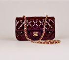 2014 Chanel mini Classic Flap Bag Maroon Patent Leather 1117 Gold 1117