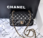 2014 Chanel mini Classic Flap Bag Original Black Sheekskin leather 1117 Gold 1117