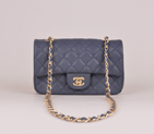 2014 Chanel mini Classic Flap Bag Original Blue Caviar leather 1117 Gold 1117