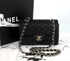 2014 Chanel mini Classic Flap Bag Original Cannage Pattern Nubuck Leather 1117 Black with Silver 1117