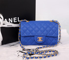 2014 Chanel mini Classic Flap Bag Original Cannage Pattern Nubuck Leather 1117 Blue with Gold 1117