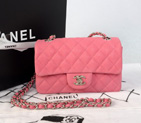 2014 Chanel mini Classic Flap Bag Original Cannage Pattern Nubuck Leather 1117 Pink with Silver 1117