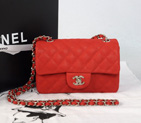 2014 Chanel mini Classic Flap Bag Original Cannage Pattern Nubuck Leather 1117 Red with Silver 1117