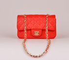 2014 Chanel mini Classic Flap Bag Red Caviar Leather 1117 Gold 1117