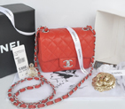 2014 Chanel mini Classic Flap Bag Red Original Caviar leather A1115 Silver A1115