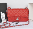 2014 Chanel mini Classic Flap Bag Red Original Sheekskin A1116 Silver A1116