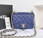 2014 Chanel mini Classic Flap Bag Royal Original Sheekskin leather A1115 Gold A1115