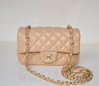 2014 Chanel mini Classic Flap Bag Sheekskin leather 1117 Apricot in Gold 1117