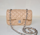 2014 Chanel mini Classic Flap Bag Sheekskin leather 1117 Apricot in Silver 1117