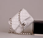 2014 Chanel mini Classic Flap Bag White Original Sheekskin leather A1115 Silver A1115