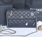 2014 Chanel plaid butterfly flap bag A668389 in Black A668389