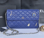 2014 Chanel plaid butterfly flap bag A668389 in Blue A668389