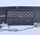2014 Chanel plaid ladybug flap bag A688389 in Black A688389