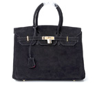 2014 Hermes Birkin 35CM Tote Bag Black Nubuck Leather H35 Gold hardware H35
