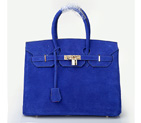2014 Hermes Birkin 35CM Tote Bag Blue Nubuck Leather H35 Gold hardware H35