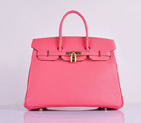 2014 Hermes Birkin 35CM Tote Bag Pink Grainy Leather H35 Gold hardware H35