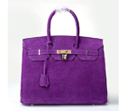2014 Hermes Birkin 35CM Tote Bag Purple Nubuck Leather H35 Gold hardware H35