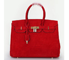 2014 Hermes Birkin 35CM Tote Bag Red Nubuck Leather H35 Gold hardware H35