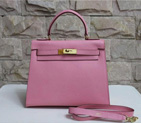2014 Hermes Kelly 28cm Epsom Leather Bag Pink with Gold hardware K28