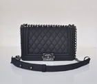 2014 LE Boy Chanel Flap Shoulder Bag Cannage Pattern Nubuck Leather A67086 Black A67086