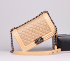 2014 Le Boy Chanel A90164 Flap Shoulder Bag Original Leather in Luxury Gold A90164