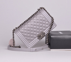 2014 Le Boy Chanel A90164 Silver Flap Shoulder Bag in Original Leather A90164